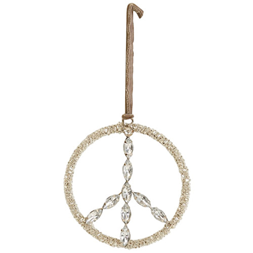 Bead & Jewel Peace Sign Ornament (Select from 2 options)