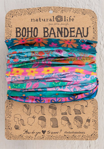 Boho Bandeau – Blue Pink Borders