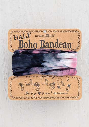 Half Boho Bandeau – Rose B&W Tie-Dye