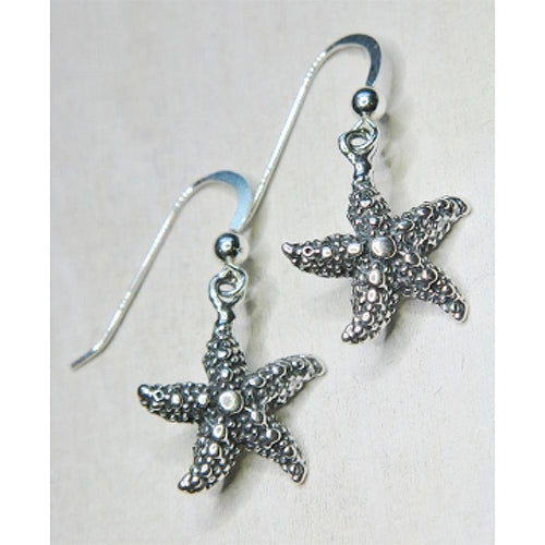 Oxidiazed Starfish Earrings-Silver