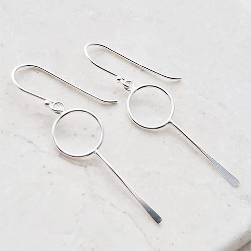 Circle Paddle Earrings-Silver
